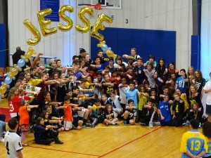 Group photo celebrating at a Bar Mitzvah