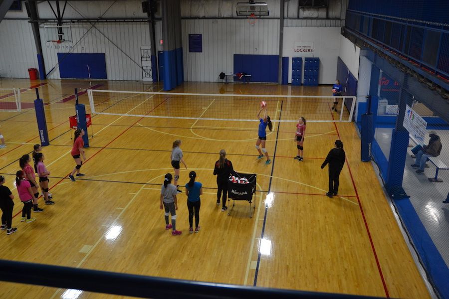 Players going through volleyball drills at High Velocity Sports