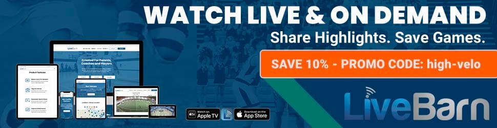 Watch live games at High Velocity Sports with LiveBarn - use promo code high-velo for a 10% discount